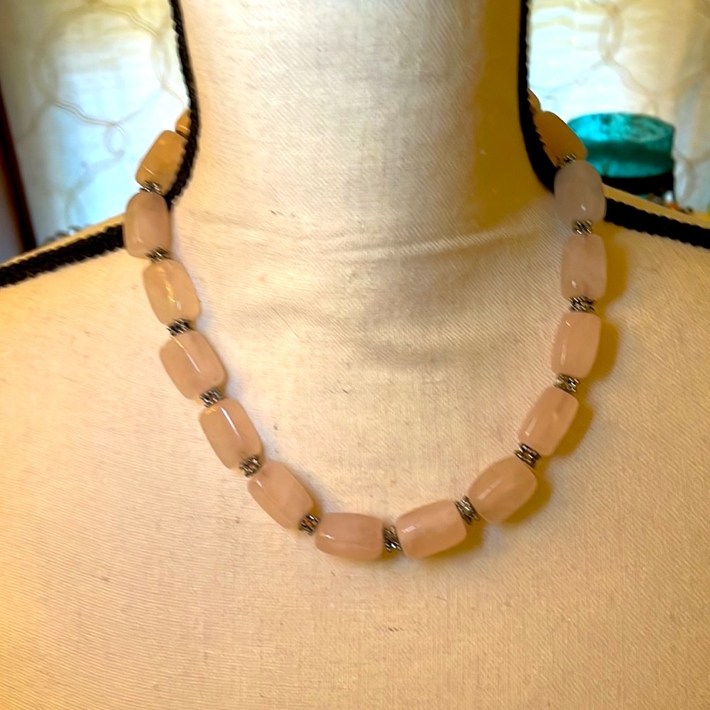 π» Vintage, Rose Quartz with Steeling Silver Hardware. Handcrafted, - Picture 5 of 6